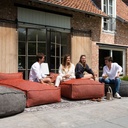 Silky Square Pouf -rahi, Terracotta