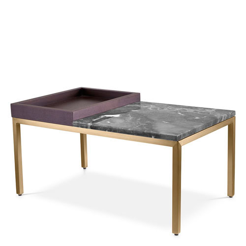 Sivupöytä Forma 70 x 40 cm, harjattu messinki, harmaa marmori